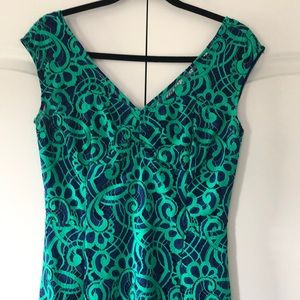 BEAUTIFUL LILLY PULITZER LACE BLUE & GREEN DRESS